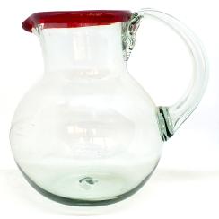 Ruby Red Rim 120 oz Large Bola Pitcher